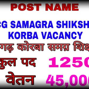 Cg Samagra Shiksha Korba Vacancy 2022 : समग्र शिक्षा मिशन कोरबा पदों भर्ती